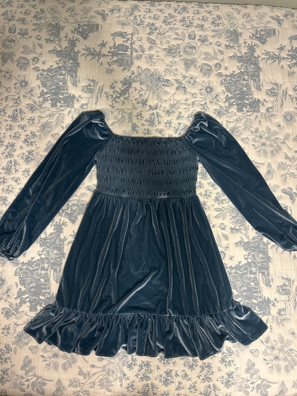 LC Lauren Conrad Velvet Long-Sleeve Mini Dress in Deep Teal